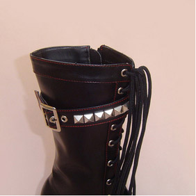 Pretty Black 1.2'' Heel Buckle Lolita Boots