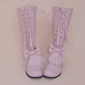 Beautiful Pink 1.2'' Low Heel Lolita Boots