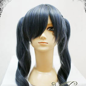 Blue 60cm Black Butler  Ciel Phantomhive  female ver Long Nylon Cosplay Wig