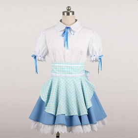 Maid Costume lovely Mini Skirt blue Cosplay Costume