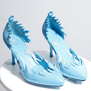 アナと雪の女王　Frozen　Disney エルサ（Elsa） ブルー  合皮  コスプレ靴