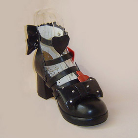 可愛い ブラック 6.5cm   バックル ハート ゴスロリ靴