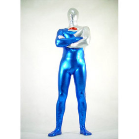 通気 柔らかい セクシー シルバーとブルー ペプシ コーラ ライクラ スーパーマン 全身タイツ