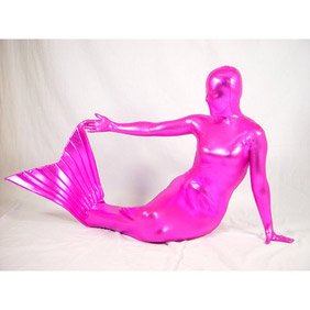 通気 柔らかい セクシー ピンク メタリック 透明人間人魚形 全身タイツ