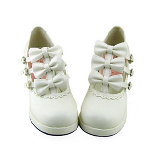 可愛い ホワイト 6.3cm   リボン ロリィタ/ロリータ靴