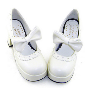 リボン 厚底 23.5ｃｍ ゴスロリ靴 ホワイト