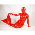 通気 柔らかい セクシー レッド 赤 メタリック 透明人間人魚形 全身タイツ