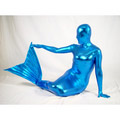 通気 柔らかい セクシー ブルー メタリック 透明人間人魚形 全身タイツ